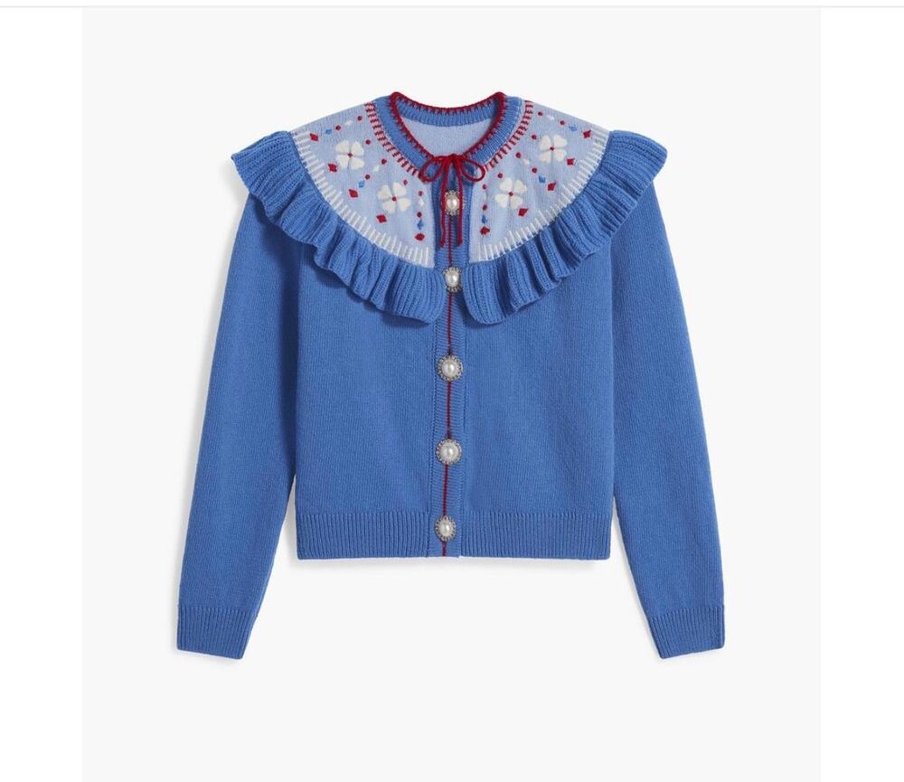 HILL HOUSE Home The Desk Sweater Blue Virgin Wool Size XS